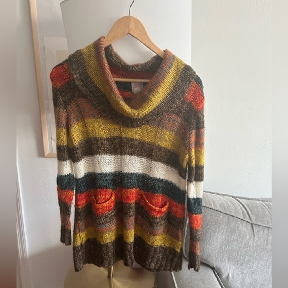 Vintage Striped  Y2K 90’s Boho Indie Sweater XL Multicolor